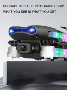 E88D, Remote Control Lighting, Drone, High-Definition Dual Camera, Aerial Photography, Quadcopter, Folding, Model Airplane - Multicolor - View 5