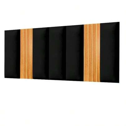 Kit 9 Peças Cabeceira Estofada Ripado MDF Suede com Fita Dupla Face 3cm