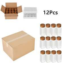 6pcs/12pcs/24pcs Set Seasoning Bottles, High-Quality Rosewood Lid Glass Spice Jars Kitchen Condiment Containers