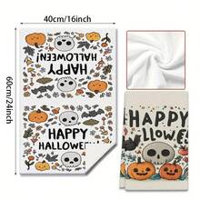 Un set de 2 toallas con temas de Halloween con patrones impresos de fantasmas y gatos negros, decorados con cuadrículas, lavables a máquina, resistentes al calor, absorbentes y reutilizables. Es un regalo ideal para la decoración de la habitación, toallas de cocina y baño, decoración de fiestas y decoración del hogar.