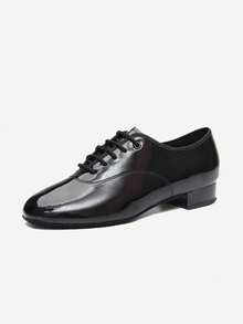 Men's Black Patent Leather Ballroom Standard Dance Shoes 1" Heel For Waltz,Foxtrot,Tango,Viennese Waltz