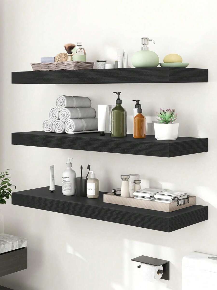 1 pieza Estantería de pared divisoria, sin necesidad de perforar, estantería flotante montada en la pared para dormitorio, estudio, sala de estar, baño, cocina, estantería de almacenamiento decorativa montada en la pared - Ver 1