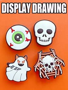 25 PCS Halloween-Themed Party Series, Halloween-Themed Shoe Decoration Accessories, Soft PVC Ghosts, Skeletons And Festive Designs - Plastic Shoe Accessories, Covering Classic Halloween Elements Such As Pumpkin Heads, Ghosts, Bats, And Skulls, With A Quirky, Mysterious And Festive Style, Suitable For Decorating Shoes, Bags, Hats