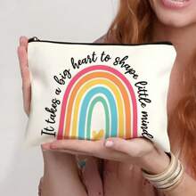 1pc Teacher Gifts, To Best Teacher Ever Letter Print Makeup Bag, Gift Bag Zipper Bag For Travel, Lightweight Storage Bag, Coin Purse, Zipper Clutch Pouch, Pouch Bags Cosmetics Bag Makeup Storage Bag Beauty Bag Makeup Bag, Cosmetic Bag, Vacation Organizer, Large Capacity Makeup Organizer Makeup Case,Travel Essentials Bag For School Holiday Back To School Supplies Travel Bag For Women Make Up Bag