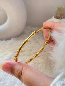 1 chiếc vòng tay thời trang mạ vàng 18K bằng thép không gỉ có số La Mã thanh lịch, trang sức chống nước dành cho nữ - vàng - Xem 10