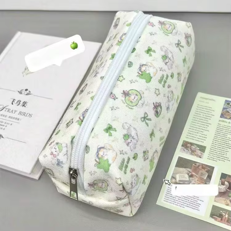 1个可爱大容量化妆品及文具收纳袋，蝴蝶结装饰铅笔盒，铅笔袋，背包，学习用品，返校季 - 彩色 - 查看 9