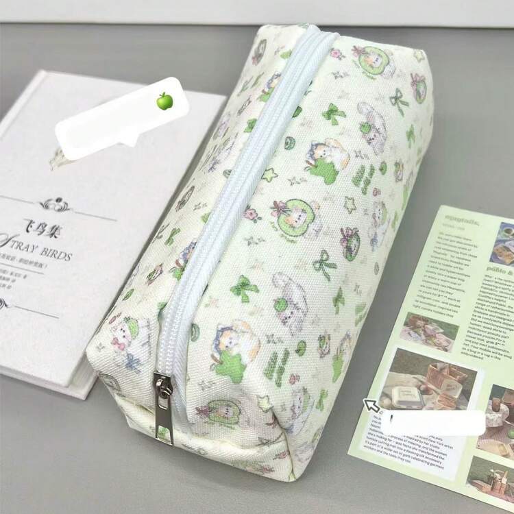 1pc Cute Large Capacity Cosmetic & Stationery Storage Bag, Bow Decor Pencil Case, Pencil Pouch, Backpack, School Supplies, Back To School Season - Multicolor - View 9