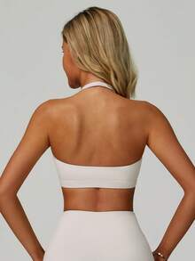 MASKERT Women's Tank Top, Sports Vest, Yoga Suit Vest, Tight Fitting Running Exercise Vest, High Elasticity Fitness Vest, Comfortable And Skin Friendly For Home Leisure - 杏色 - 查看 2