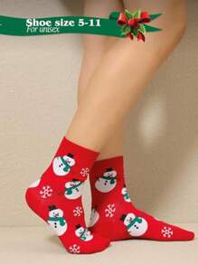 5 Paar Weihnachts-Drucksocken, bequeme und niedliche flauschig warme Socken, Damen Strümpfe und Socken (zufällige Stile)