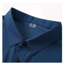 Men's Comfortable Ice Silk Polo Shirt - 藏蓝色 - 查看 2