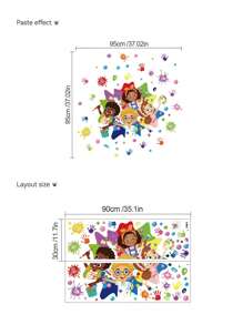 2 件/1 件墙贴 - [儿童彩虹涂鸦] PVC 自粘式可移除墙贴，适用于托儿所、儿童房、游戏室或教室 - 适合任何空间的可爱创意墙面装饰