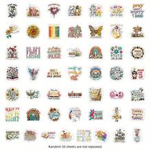 50 件基督教贴纸复活节礼物圣经经文贴纸复活节装饰信仰贴纸圣经贴纸经文贴纸耶稣贴纸宗教贴纸乙烯基防水贴纸适用于水瓶、水壶、吉他、行李箱、手机、手机壳、笔记本电脑、滑板、礼物 - 多色C - 查看 2