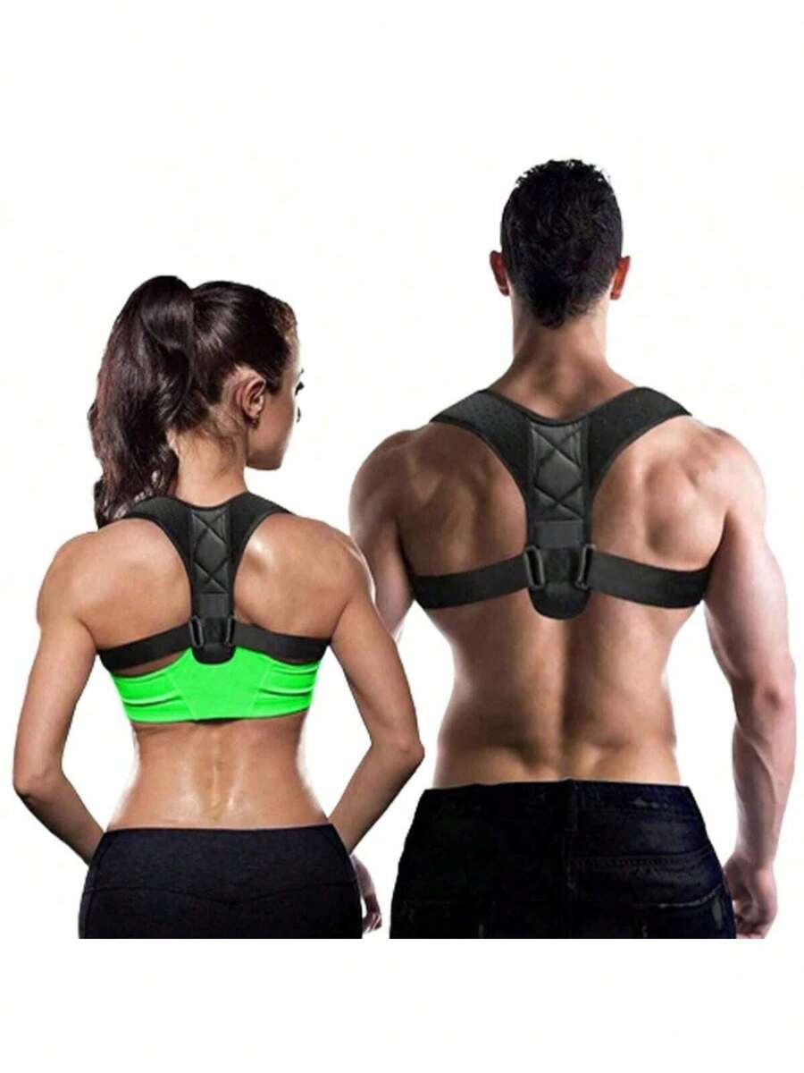 1pc Adjustable Back Support Brace, Elastic Posture Corrector For Home, Office, Sports - Multicolor - View 1