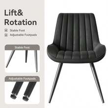 Nalupatio 2 Piece Modern Dining Chairs Set - Comfortable Padded Fabric Kitchen Side Chairs With Thick Cushions & Metal Legs, Suitable For Dining Room, Living Room, Kitche - Negro - Ver 4