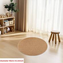1pc Round Rug Faux Sisal Round Area Rug, Comfortable For Bedroom, Living Room, Study, Entryway, Dining Room, Laundry Room, Room Decor As Floor Mat, Non-Slip Absorbent Floor Mat Bedroom Rug, Washable & Non-Slip, Rugs For Living Room - Indoor All-Season Home Decor, Circle Bedroom Rugs, Easy To Clean, Bedside Rug, Living Room Carpet, House Decor | Bedroom Decor - Brown - View 17