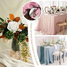 Pack Light Pink Cheesecloth Table Runner 20 X 120 Inch Gauze Table Runners 10 FT Long,Semi Sheer Boho Cheese Cloth Fabric Table Runner Bulk For Wedding,Party,Baby Shower,Bridal Shower Decoration