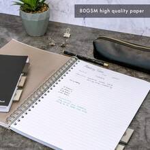 Pukka Pad, A4 Executive Project Notebook 3-Pack - 29.7 X 21cm - Wirebound Notebook With 8mm Feint Ruled Lines On 80GSM Paper - Includes 5 Repositionable Dividers With Storage Pockets - 250 Pages - Pack Of 1 - View 7