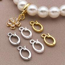 2/4/6 件 18K 镀金铜椭圆形可打开通用连接器，珠宝制作 DIY 配件，适用于珍珠项链和手链