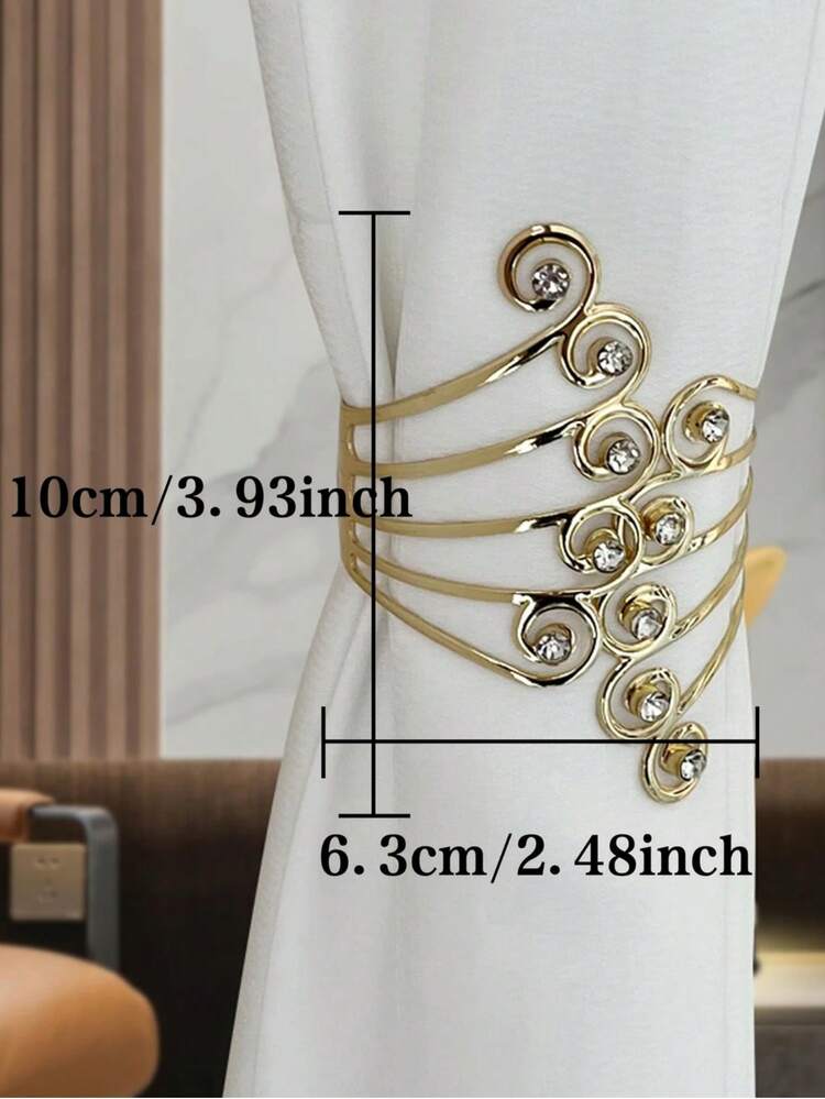 2pcs/1pc Elegant Metal Curtain Tiebacks - Crystal Wing Design, Adjustable Curtain Clips, Suitable For Bedroom And Living Room, Durable Home Decor Accessory - Multicolor - View 2