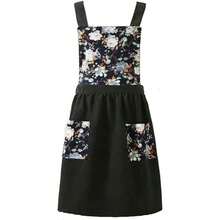 FWQGQEG Vintage Ladies Aprons, Pinafore Apron Dress For Women Girls, Cute Floral Slim Aprons Chef Aprons, Gift For Women - 黑色 - 查看 1