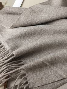 1 chiếc khăn choàng cashmere màu vàng tươi sáng, chất liệu mềm mại, có tua rua, dành cho nữ, kích thước 30*180cm, phù hợp với váy áo vào mùa xuân, hè, thu và đông. - hoa màu xám - Xem 6
