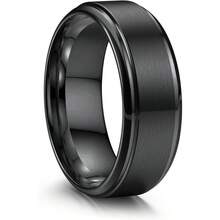 Milacolato Stainless Steel Wedding Rings For Men Women 8MM Mens Wedding Band Silver/Black/Gold Engagement Mens Rings, Matte Surface Polished Edge Men Ring Jewelry Comfort Fit 6-14 - 彩色 - 查看 53