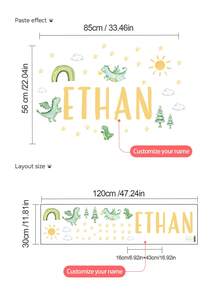 1pc Extra Large 120*30cm Cartoon Dinosaur Wall Sticker, Self-Adhesive Removable PVC Wall Decal For Living Room, Entryway, Bedroom, Girls/Boys Room, Kids Room, Baby Room Nursery Decor,Multi-Functional,Ornamental,Letter,Stylish,Modern,Colorful,Kawaii,Adorable,Cute,Casual,Custom,Personalised,Unique,Customized,Son,Daughter Back To School