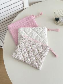 Cute Macaron Color Plaid Cosmetic Bag, Sanitary Pad Storage Bag, Pencil Case, Women's Makeup Bag, Zipper Travel Cosmetic Bag, Storage Pouch, Cute Checkered Toiletry Bag, Plaid Pattern, Large Capacity Cosmetic Organizer, Travel Skincare & Cosmetics Storage Bag, With Handle, Multi-Function Storage Bag, Portable Toiletry Travel Organizer, Travel Essential, Suitable For School, Vacation, Back To School, Women Travel Bag - Multicolor - View 5