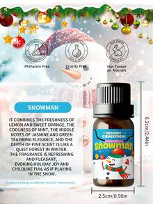 EMBRACEX. 10ml 雪人香氛精油聖誕芳香油-聖誕居家裝飾香氛油,適用於居家與車內|持久留香,DIY聖誕蠟燭製作|聖誕裝飾、除臭、舒壓|提振心情,營造節日氛圍|聖誕禮物、空氣清新劑 - Snowman - 查看 7