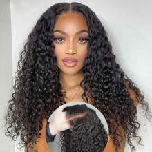 HD Glueless Wigs Human Hair Pre Plucked Pre Cut Bob 5x5, #1B Natural Black 200% Density Hairline Curly Bob Wig Human Hair, Wear And Go Deep Wave Human Hair Lace Wigs For Women - Natural Black - 查看 2