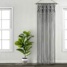 LUSH DECOR Boho Macrame Textured Cotton Window Curtain/Room Divider/Doorway/Wall Decor Blush 40X84 Halloween-Fall Decor-Room Decor - Gray - 查看 4