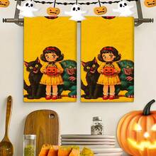 2/4 Pcs Halloween Themed Dish Towels, Super Absorbent Microfiber Modern Dish Cloths, Cooking And Baking Tea Towels, Printed Washcloths, Cleaning Towels, Hand Towels, Soft And Highly Absorbent, Great Gift For Neighbors, Moms, Friends, Birthday, Halloween, Housewarming, Kitchen Decor, Household Essentials - Multicolor - View 1
