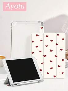 Ayotu 红色小心心 iPad 保护套，兼容三星 Galaxy Tab/iPad/Kindle，兼容 iPad 第 9/8/7 代 10.2 英寸，iPad (A16) 11 英寸第 11 代 2025，兼容 Kindle Paperwhite 第 12 代 2024，Kindle（第 11 代）2022 年发布，具有自动唤醒/睡眠功能，四角防摔，甜美俏皮的平板电脑保护套