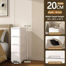 Bedroom/Living Room Minimalist Bedside Drawer Cabinet, Storage Rack With Wheels, Multifunctional File Cabinet, No Pull Handle Design - Multicolor - View 14