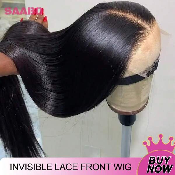 Perucas de renda frontal retas, cabelo humano, 13x6 HD, transparente, renda frontal mista, para , sem cola, cabelo virgem brasileiro, renda frontal, densidade 200%, pré-selecionada, com linha capilar de bebê