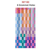 1 件 100% 涤纶复古格子面料浴帘，耐用防水明亮彩虹多彩现代简约时尚浴室装饰套装带挂钩，180 厘米 X 180 厘米浴室配件返校