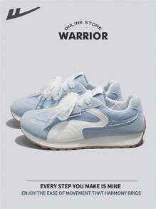 WARRIOR 女款武士健身鞋春夏舒适简约风格休闲时尚运动鞋全年适用耐磨全天穿着训练运动鞋跑步鞋 - 藍/白 - 查看 2