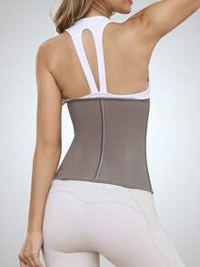 1 PIEZA Moldeador corporal deportivo de látex para mujer con diseño de cremallera elástica, cinturón de sudoración, entrenador de cintura delgada, corsé moldeador de abdomen