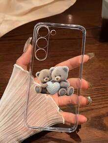 1 pieza Funda de teléfono de silicona suave y transparente con diseño de oso y corazón, compatible con Samsung Galaxy A04e/12/A13/A14/A34/A50/A52/A53/A54/S21/S22/S23/S24/S25/S25Ultra, gran regalo para amantes, familia y amigos, versión internacional, no la versión nacional - transparente - Ver 6