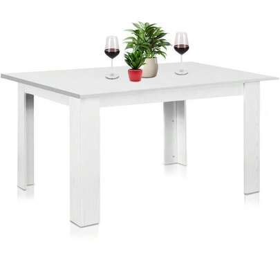 Shally Dogan Tavolo Allungabile Sala da pranzo Bianco da 90 x 60 cm a 120 x 60 cm, Design Moderno, Estensibile Salvaspazio, Ideale per Sala Pranzo, Soggiorno, Cucina, Arredamento Interno
