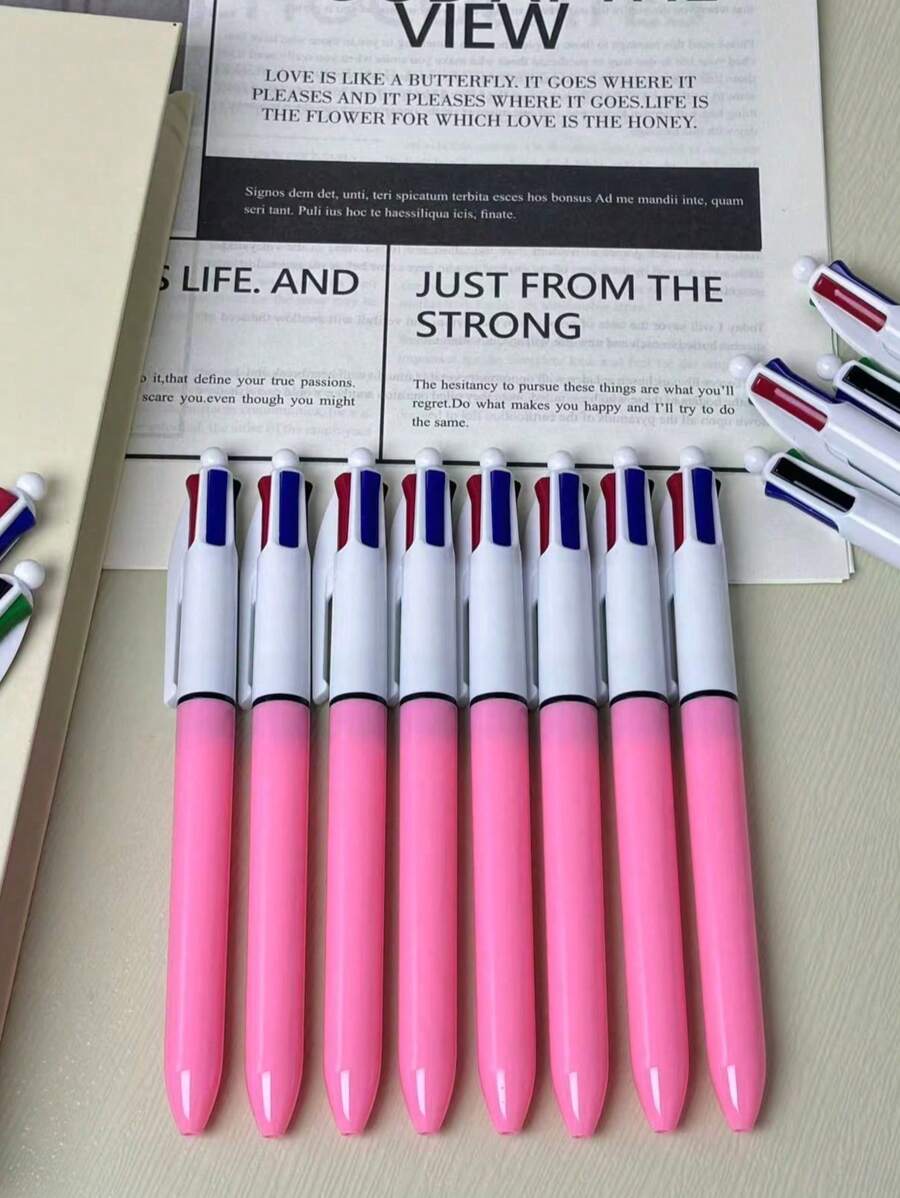 Set Of 8 Multicolor Colored Pens, 1.0mm Tip, 4 In 1 Pens, Cute Nurse Retractable Pens, 4 Colors In 1, Suitable For School, Students, Nursing Notes, Whiteboard, Office Supplies, School Supplies, Back To School