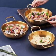 1/3 Peças Conjunto, Panela de Aço Inoxidável para Frutos do Mar, Panela de Fondue, Panela de Sopa, Panela Frita, Panela de Indução Elétrica Doméstica para Fazer Macarrão Instantâneo, Fondue, Utensílios de Cozinha de Aço Inoxidável Dourado com Alças, Adequado para Vários Tamanhos Domésticos, Adequado para Uso Interno e Externo, Suprimentos para Jantar Familiar, Suprimentos para Festa