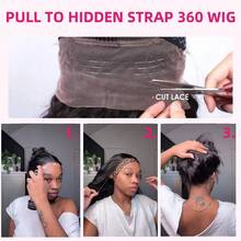 bling hair 360 Lace Front Wigs Human Hair 200% Density Hidden Straps Body Wave  Lace Front Wigs With Drawstring 360 Full Lace Wigs Brazilian Virgin Human Hair Wig For Women Natural Black 26Inch - Natural Black - 查看 6