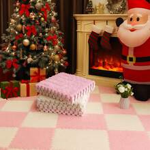 10 piezas Alfombra de piso de peluche suave, 30 x 30 cm Alfombra de piso de empalme para dormitorio, sala de estar, ventana, decoración del hogar - Multicolor - Ver 5