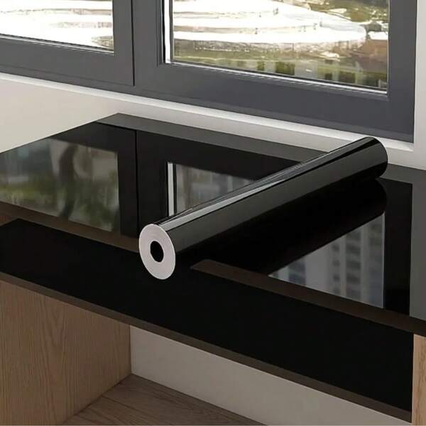 Glossy Black Wallpaper Vinyl Self Adhesive Waterproof Oil Proof Sticker Kitchen Counter Panels Furniture Renovation Stickers Wall Paper Wall Stickers Wall Decor Room Decor Wallpaper Stickers Wall Bedroom Decor Kitchen Decor Home Decor