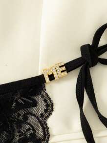 3pcs Set, Customizable Crystal Letter Round Nipple Pasties & Sexy Women's Lingerie, Sexy Lingerie & Pasties, Best Women's Intimate Apparel. Perfect Gift For Girlfriend, Wife, Family, Valentine's Day