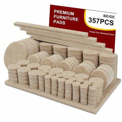 70/142/205/357pcs Felt Furniture Pads, Hardwood Floor Furniture Pads, Chair Legs Felt Furniture Pads, Beige Furniture Floor Protectors,Suitable For Table, Chair, Sofa Legs, Anti-Skid And Wear-Resistant, Brown Mute Protection Cover,Protect Hardwood Floors