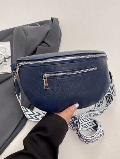 Women's Solid Color PU Leather Waist Bag, Retro Fashion Chest Bag, Underarm Bag, Casual Shoulder Crossbody Bag, Versatile Minimalist Chest Pack, Spring/Summer New