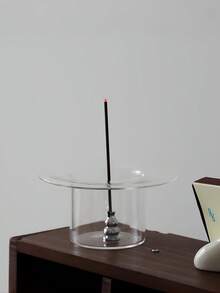 1pc Glass Incense Holder With Stainless Steel Incense Stick Holder, Yoga Studio & Tea House Decor - Multicolor - View 3