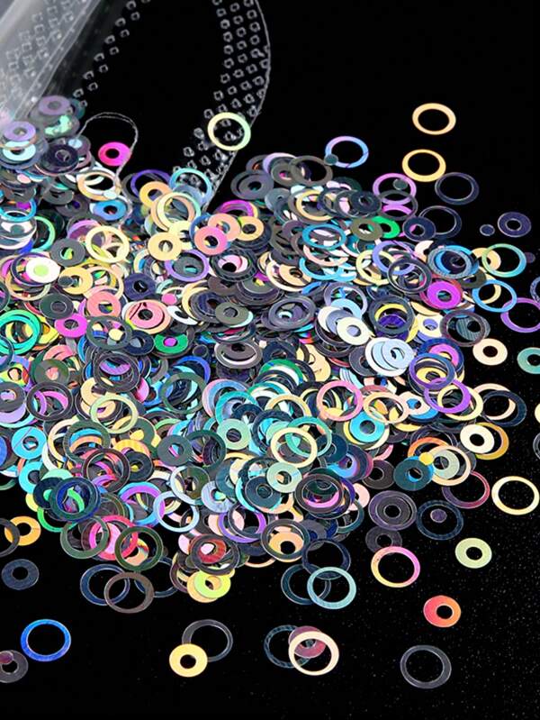 1pack Holographic Bubble Glitter For Resin Filler Hollow Circle Sequins Epoxy Resin Mold Filling Accessories Resin Shaker Filler DIY Crafts